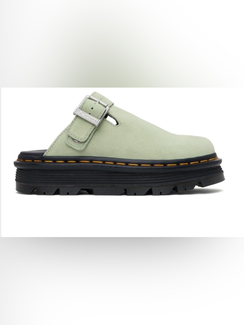 Dr Martens Zebzag Mule Sage Green Suede Platform Clogs Womens 8 NWOT